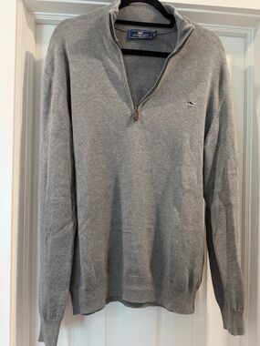 Vineyard Vines Men's Light Gray Quarter-Zip Sweater